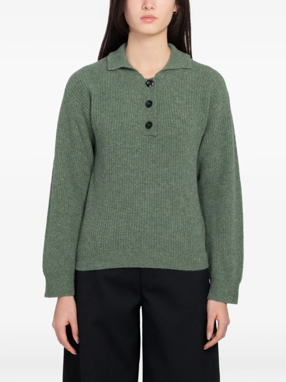 Margaret Howell MHL.3 ribbed-knit polo shirt - Grün