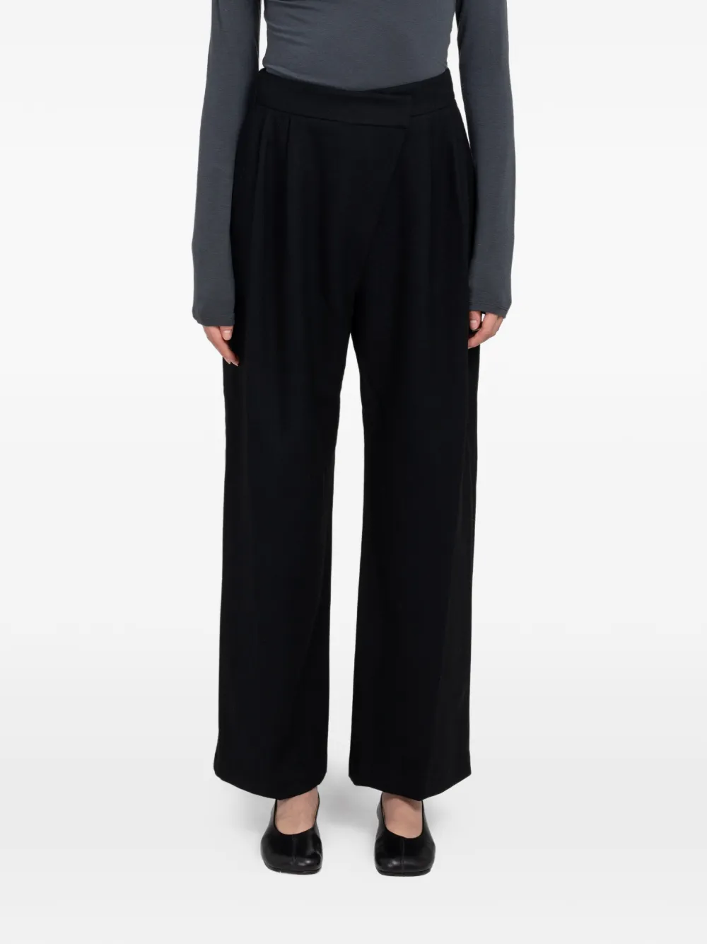Amomento wool wrap trousers - Nero