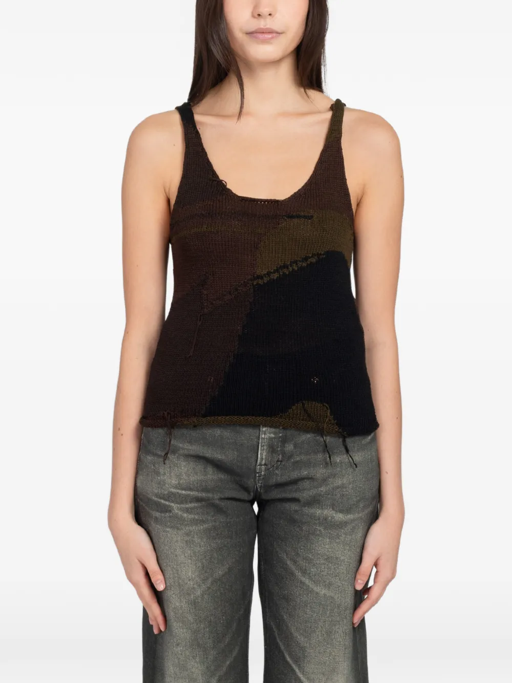 OUR LEGACY Solo intarsia distressed top - Verde