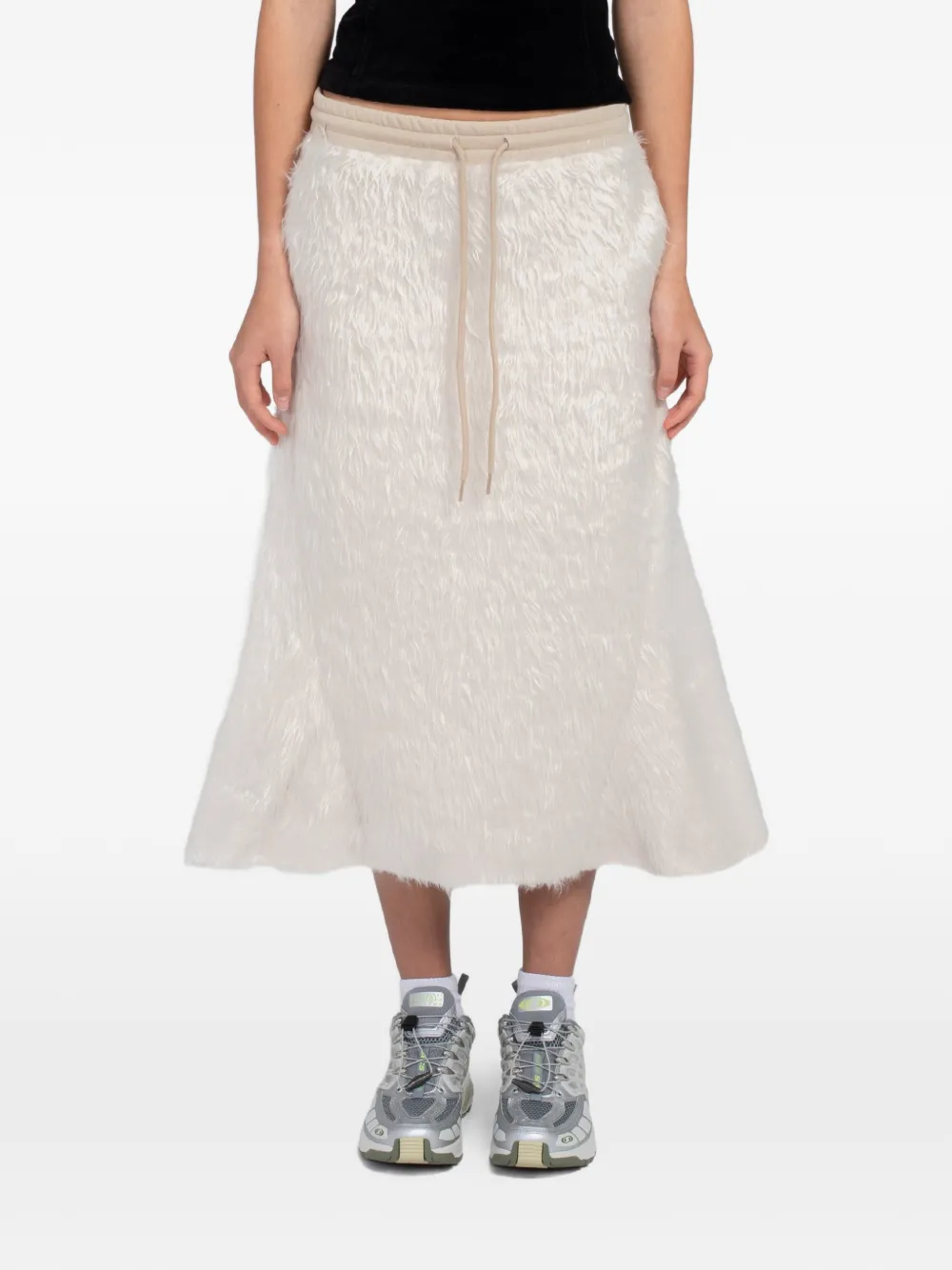 Open YY faux-fur midi skirt - Toni neutri