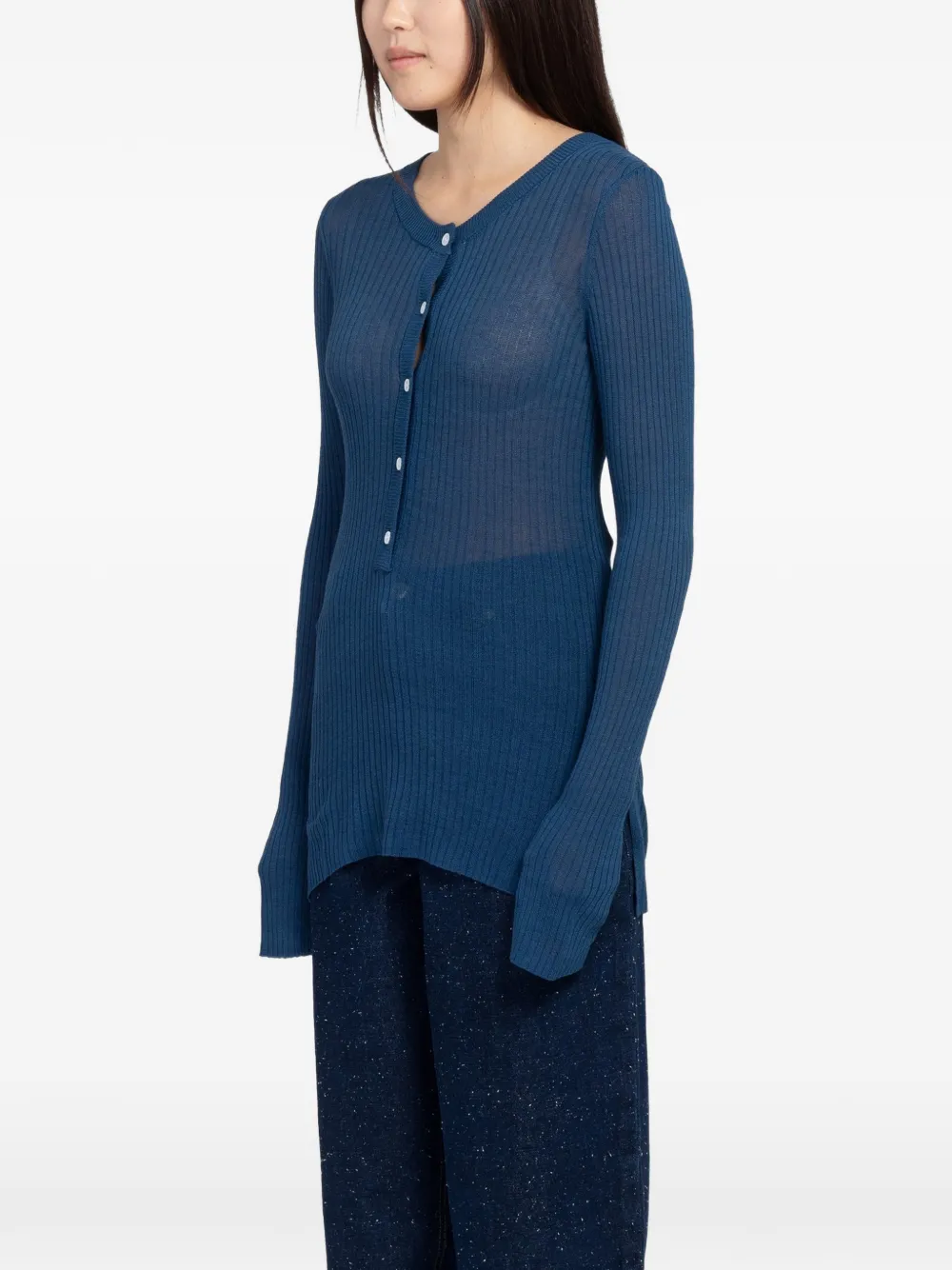  Minimum Pull Dahlia En Maille Nervurée - Bleu 