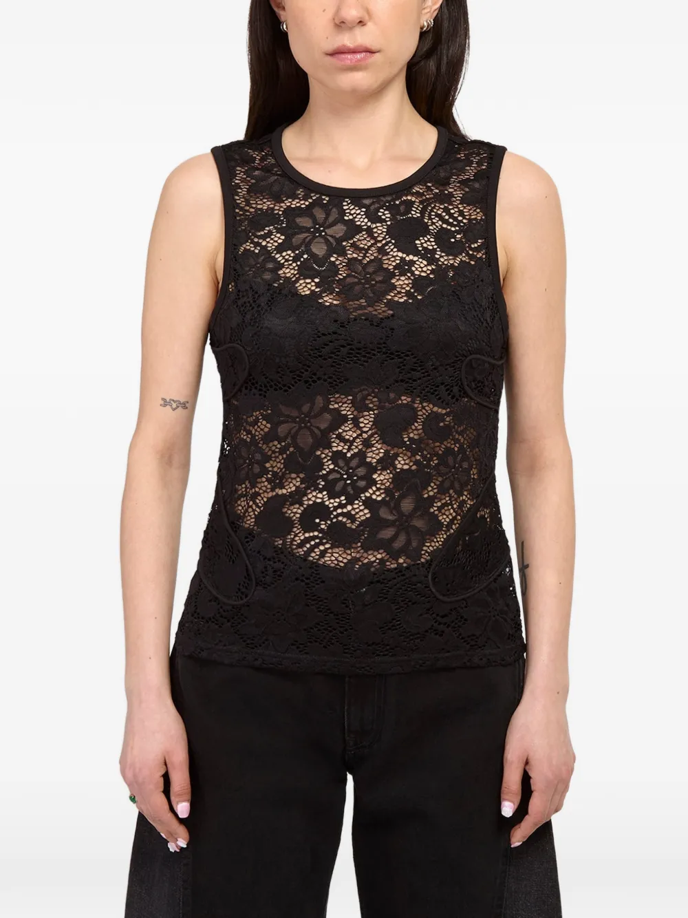 Eckhaus Latta Seraph lace tank top - Nero