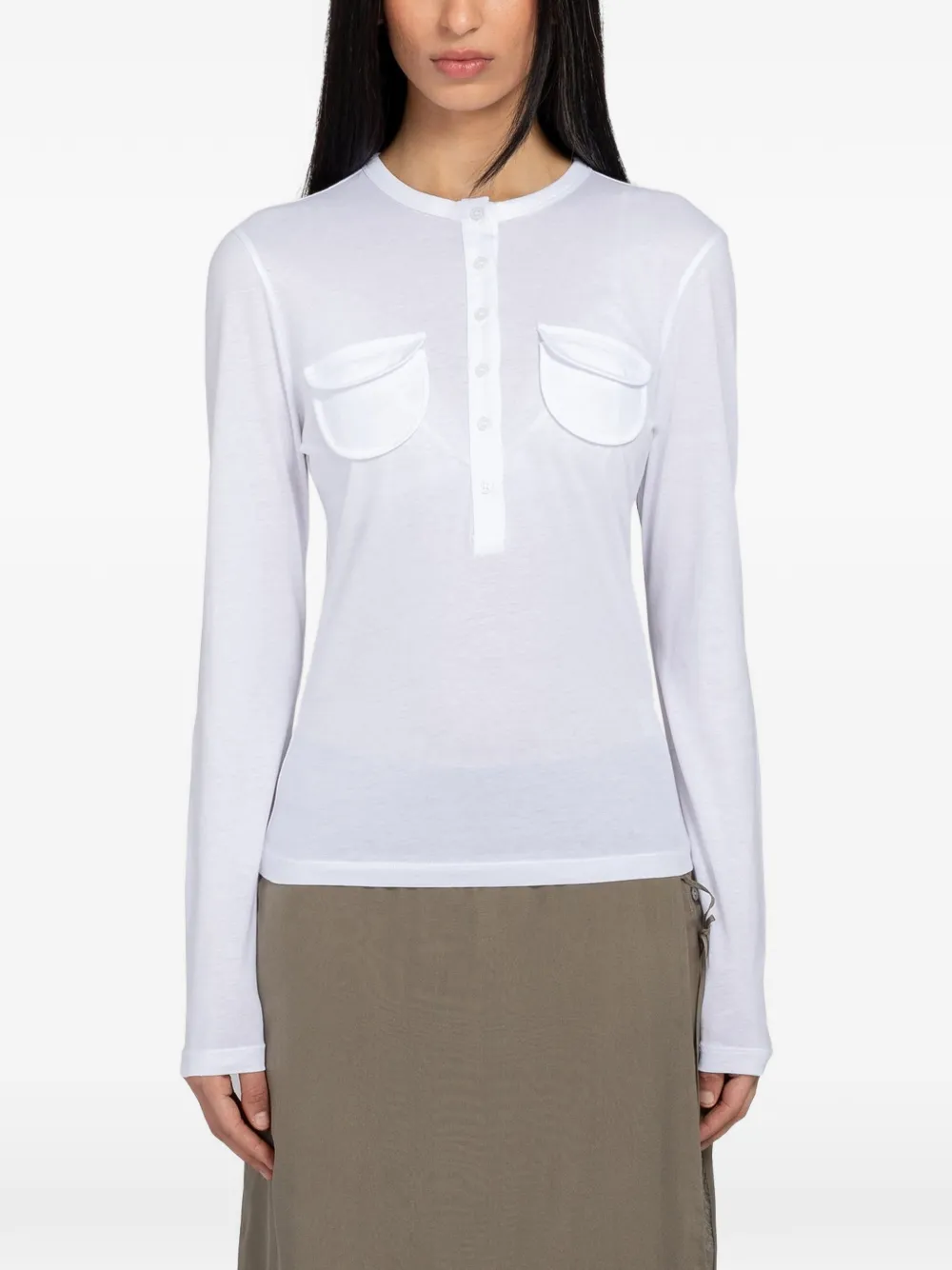 Paloma Wool Nestor flap-pocket long-sleeved T-shirt - Bianco