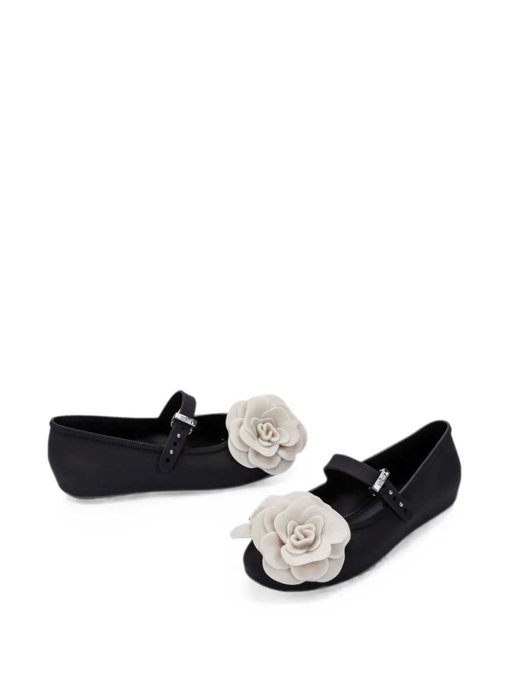 Mini Melissa floral-detail ballet flats Zwart