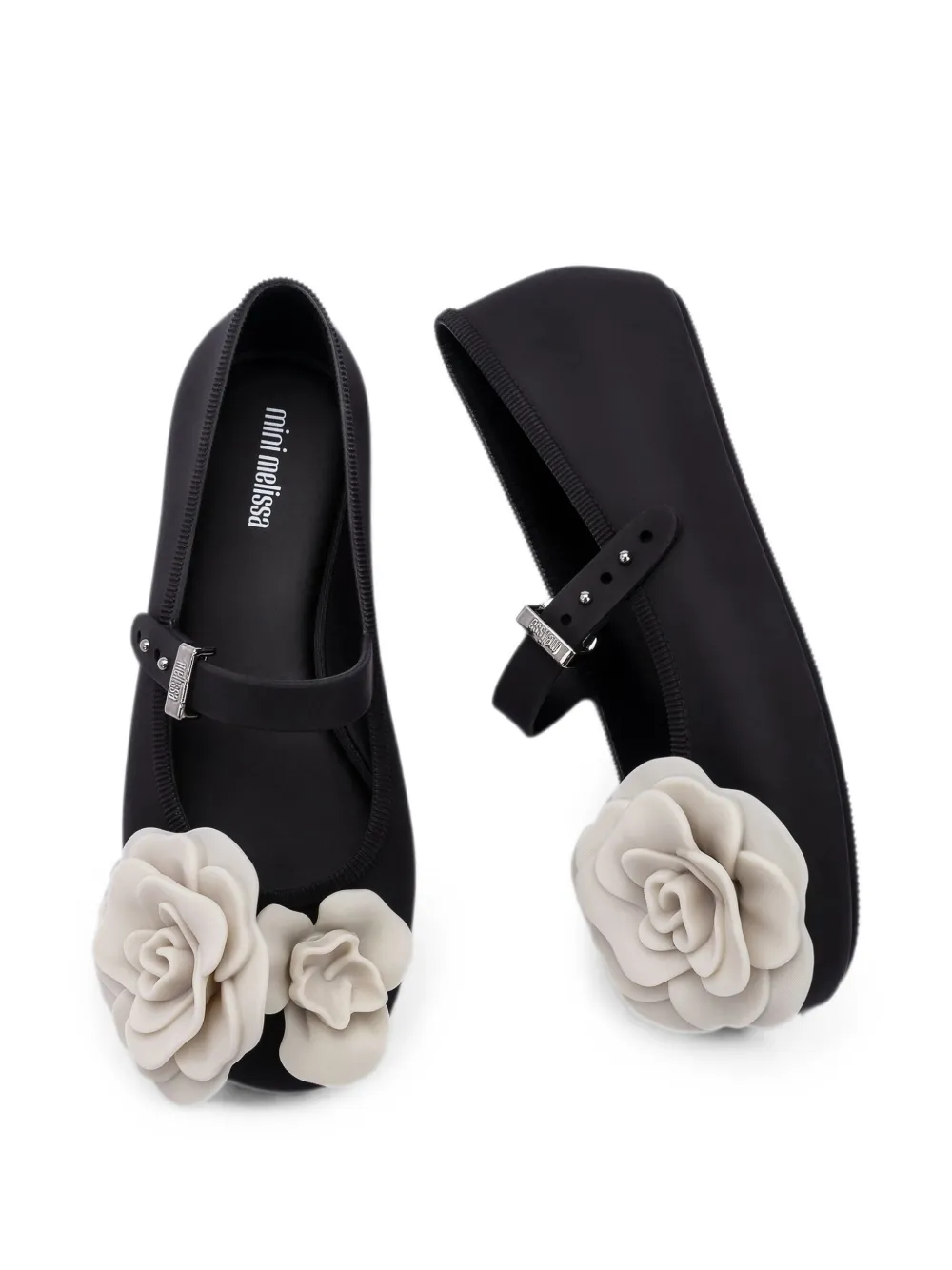 Mini Melissa floral-detail ballet flats Zwart