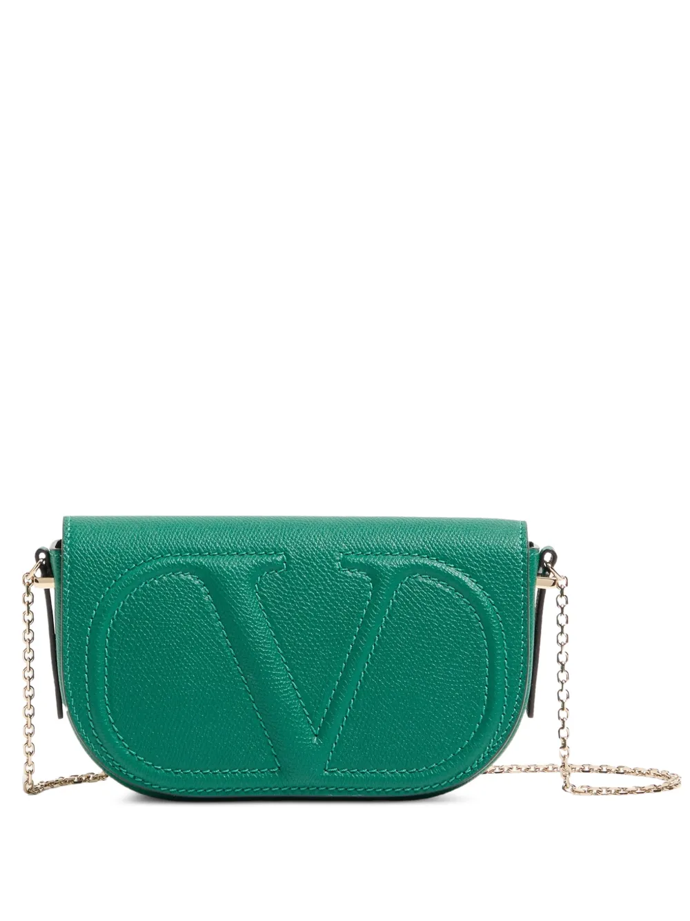 Valentino Garavani Pouch VLogo Walk in pelle di vitello con catena - Verde