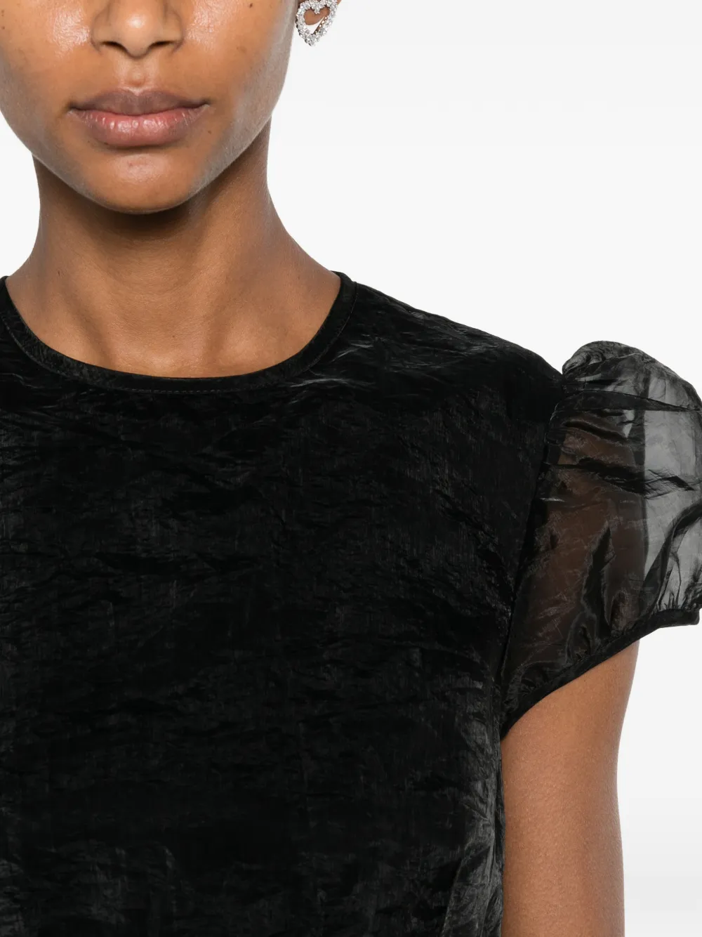 Cecilie Bahnsen Midi-jurk met pofmouwen Zwart