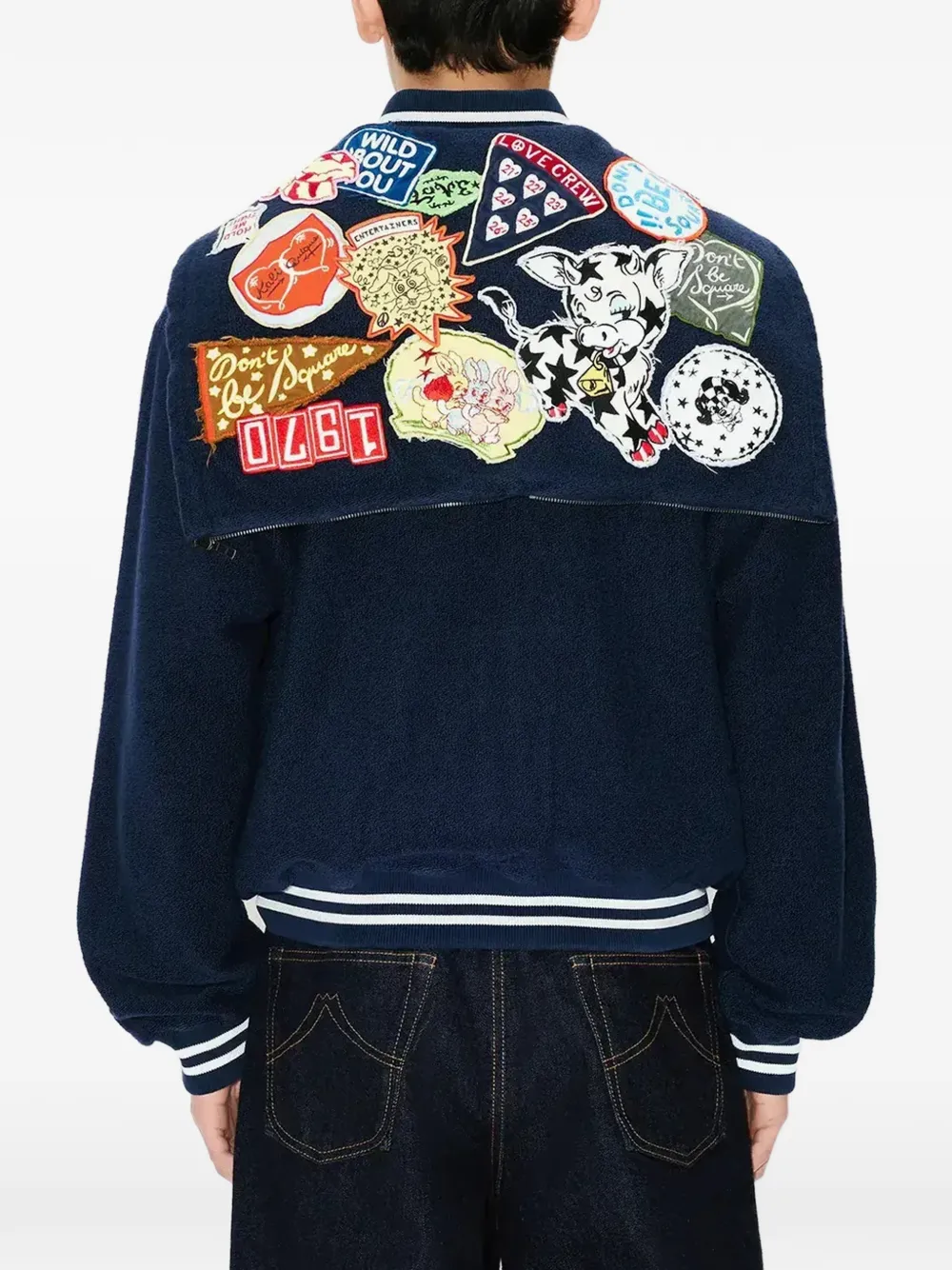 Kenzo Kenszo Badges fleece jack met geborduurde patch Blauw