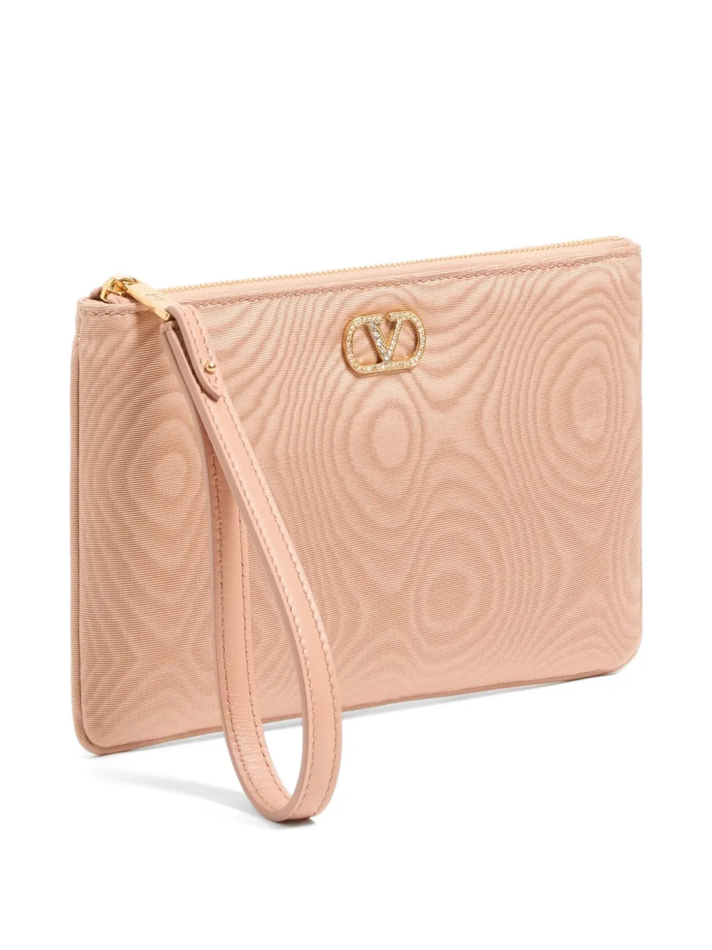 Valentino Garavani VLogo Signature clutch van moiré stof met logo Roze