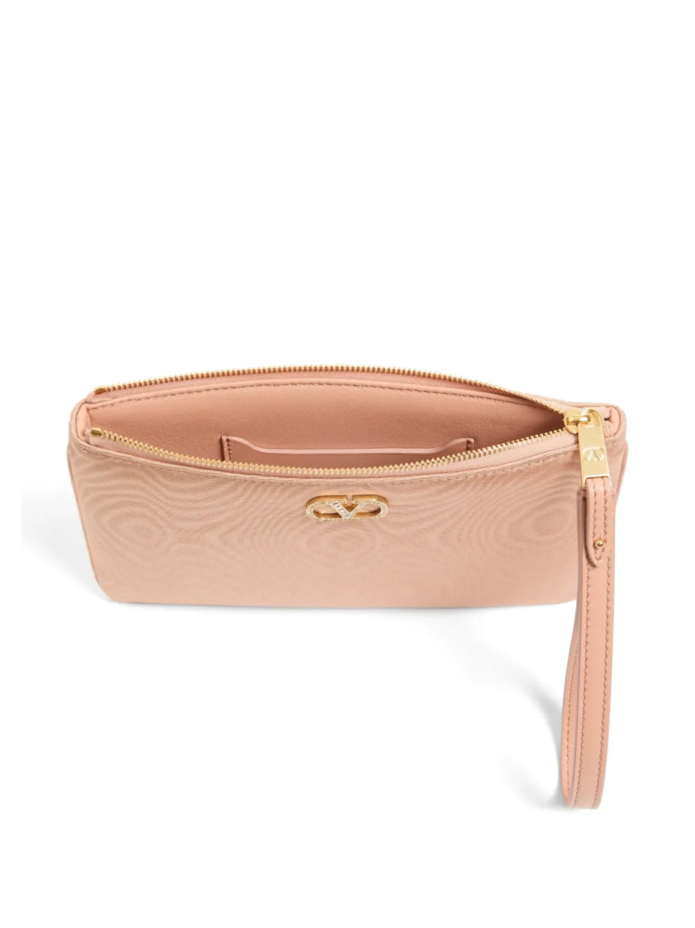 Valentino Garavani VLogo Signature clutch van moiré stof met logo Roze