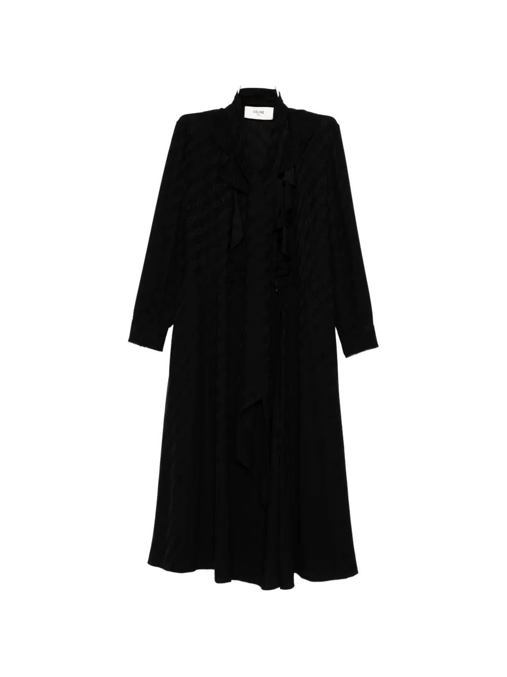 Celine Pre-Owned Triomphe Jacquard Silk Wrap Midi Dress - Nero