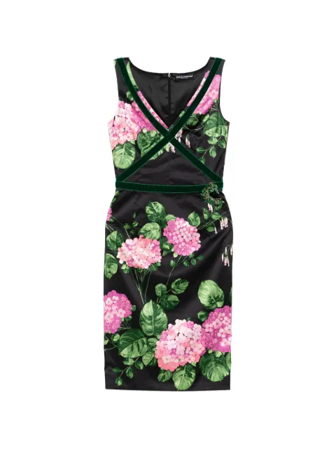 Dolce & Gabbana Pre-Owned floral printed velvet trim dress