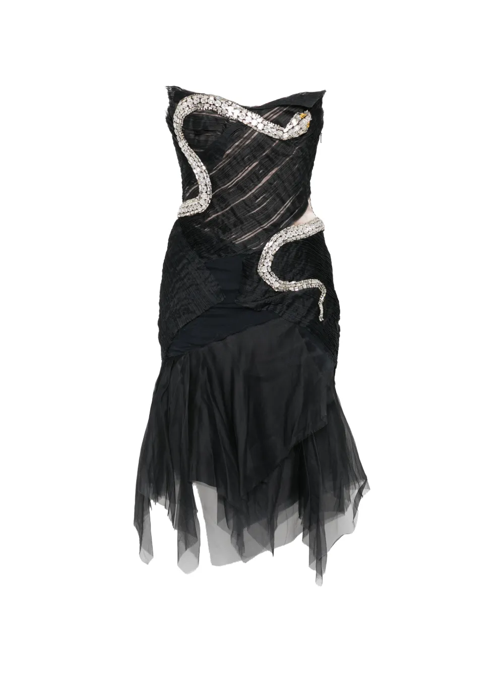 Gucci Pre-Owned 2004 crystal-snake strapless dress - Nero