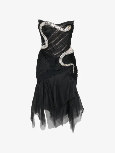 Gucci Pre-Owned 2004 crystal-snake strapless dress