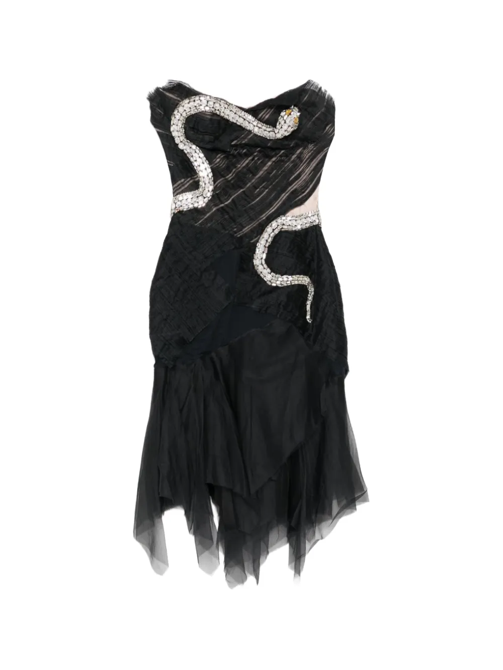 Gucci Pre-Owned 2004 crystal-snake strapless dress - Nero