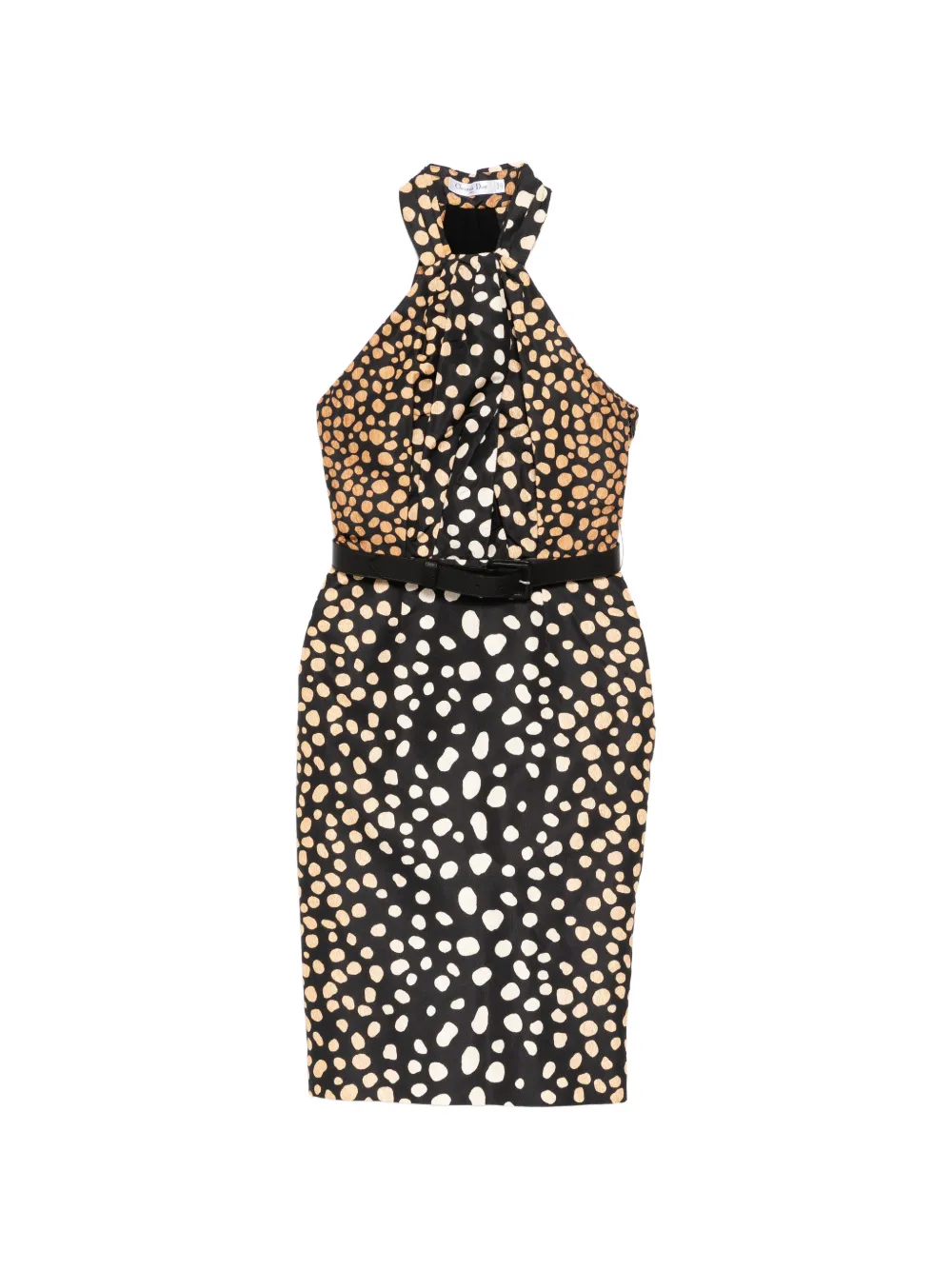 Christian Dior Pre-Owned 2009 Polka Dot Silk Halterneck Midi Dress - Nero