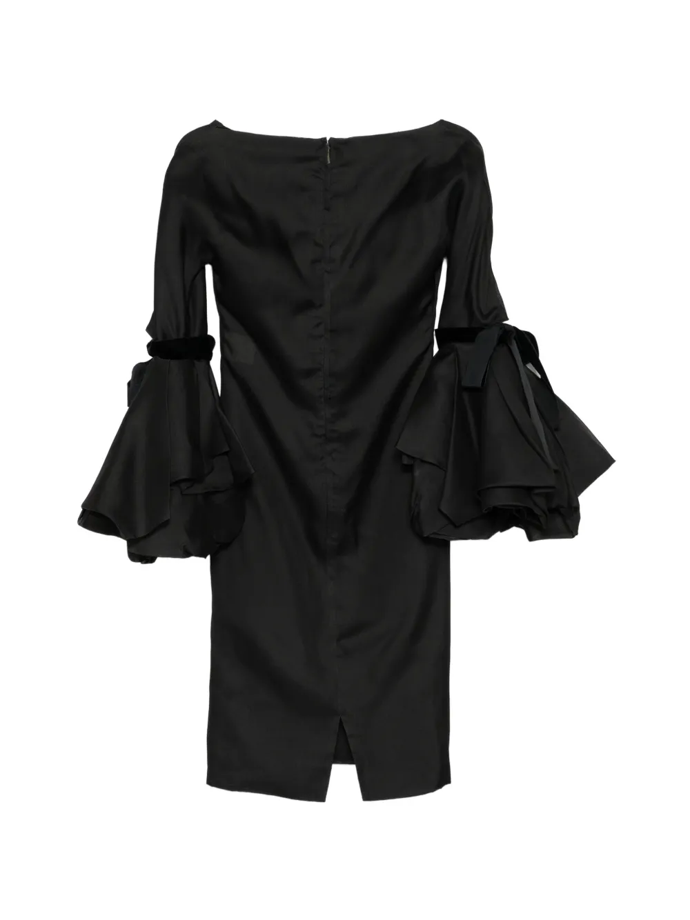 Saint Laurent Pre-Owned 2002 zijden jurk met klokmouwen Zwart