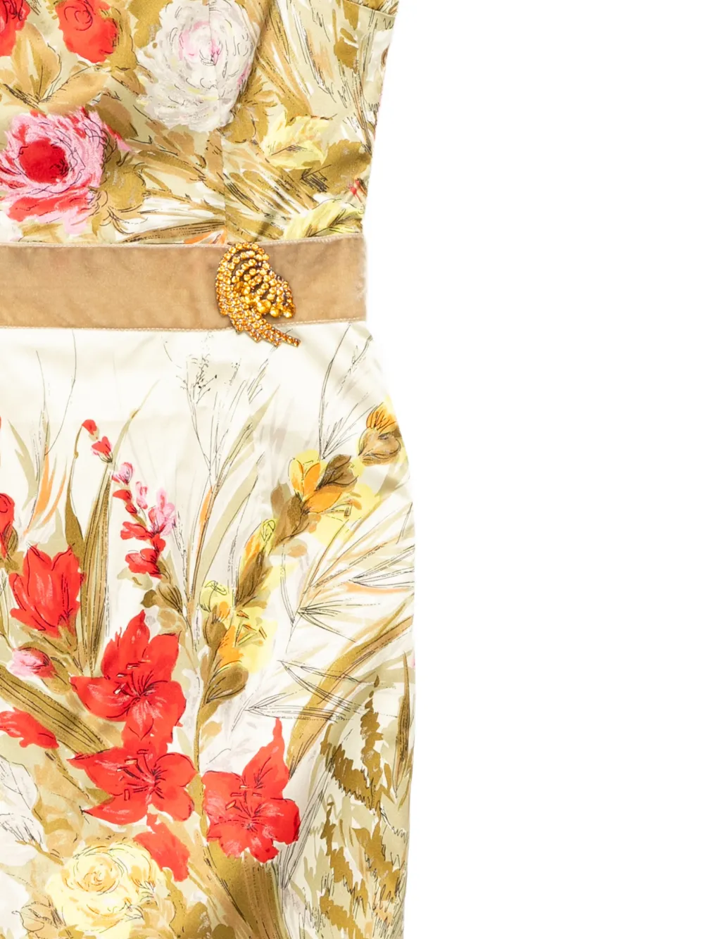 Dolce & Gabbana Pre-Owned Midi-jurk met bloemenprint Beige