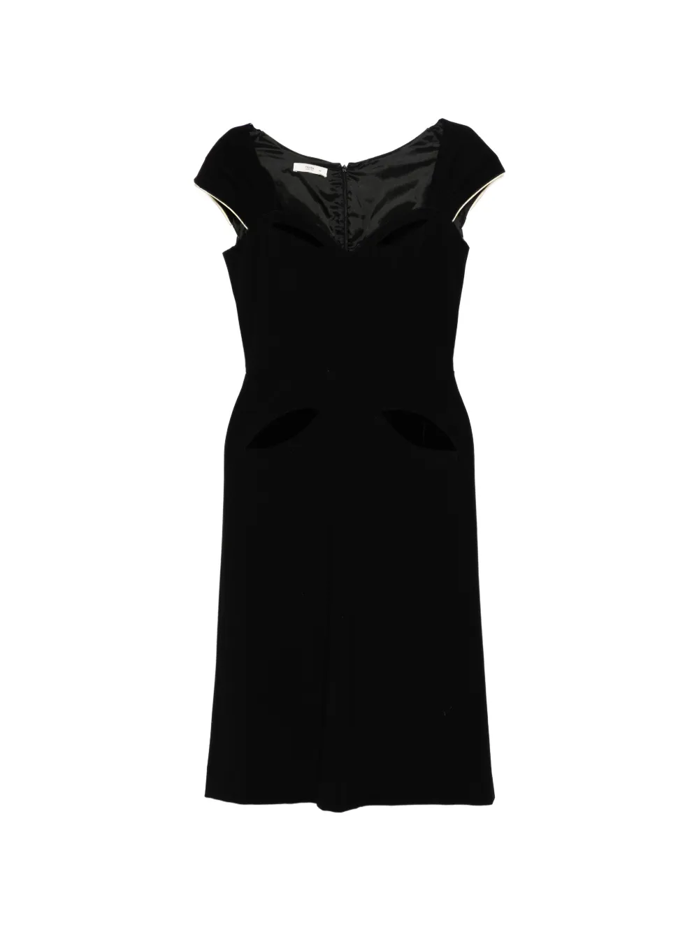 Prada Pre-Owned 2004 Sweetheart Neck Black Wool Midi Dress