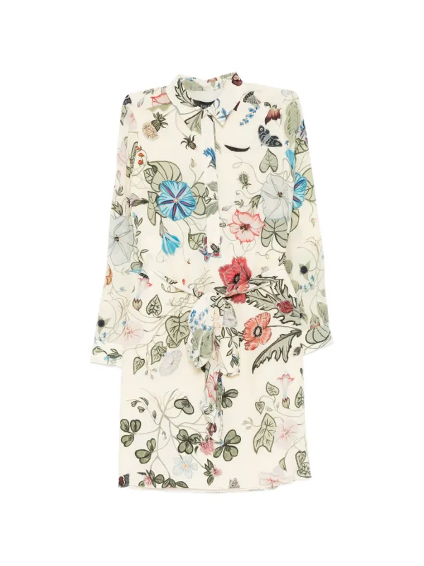 gucci printed silk dress GG silk twill dress in camel