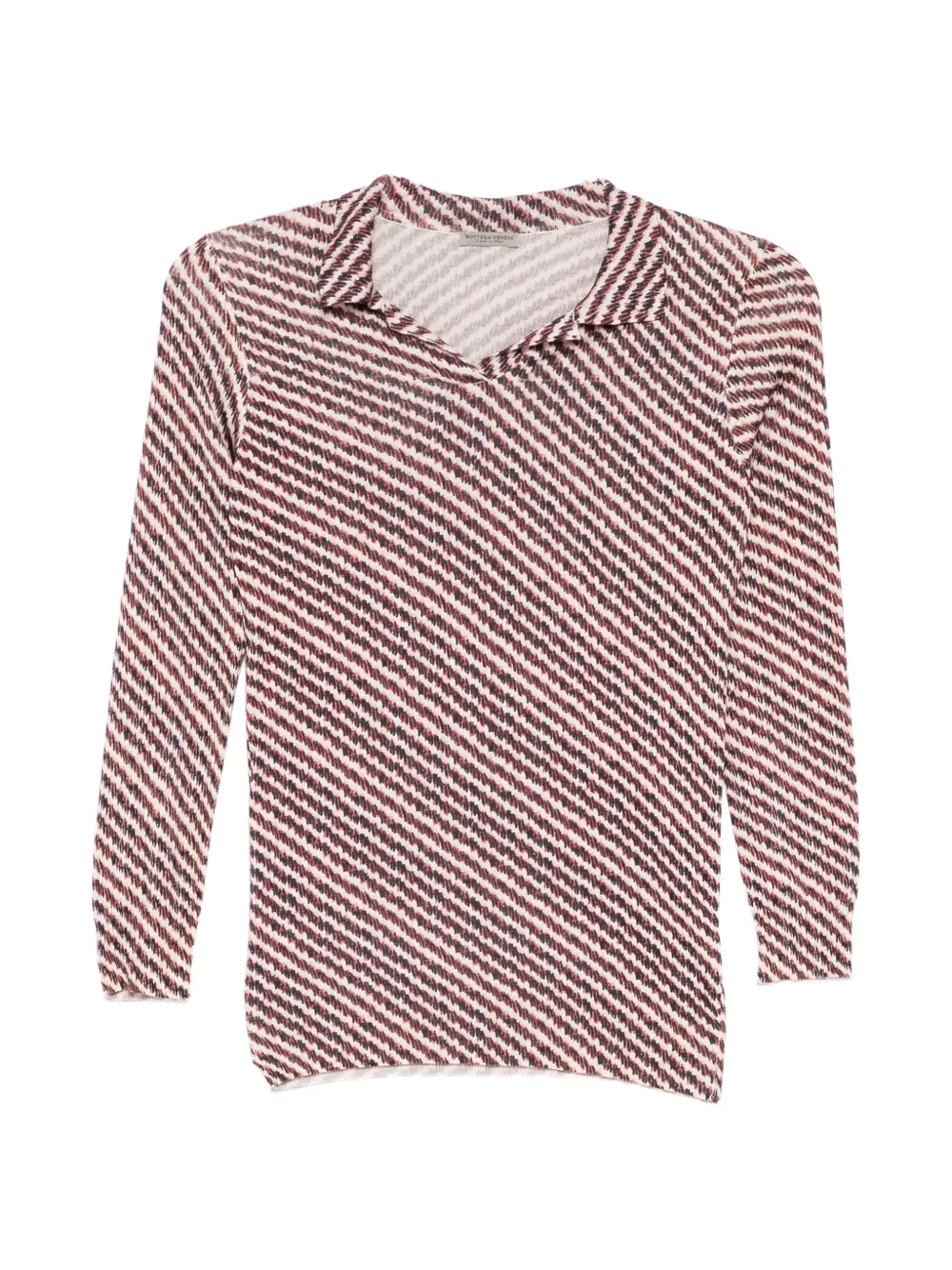 Bottega Veneta Pre-Owned Striped Silk Polo Top - Schwarz