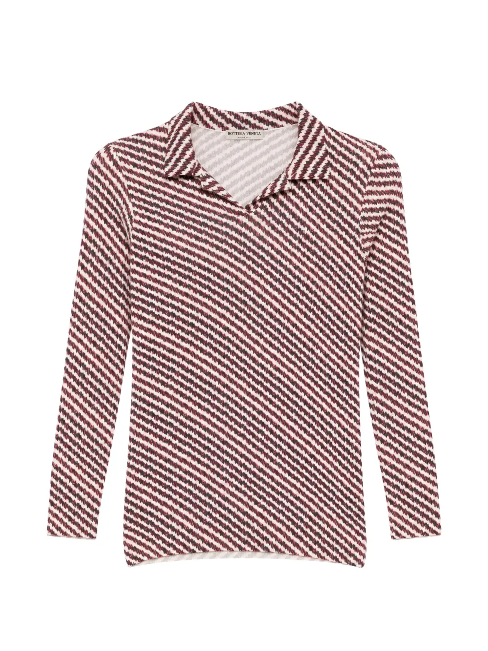 Bottega Veneta Pre-Owned Striped Silk Polo Top - Nero