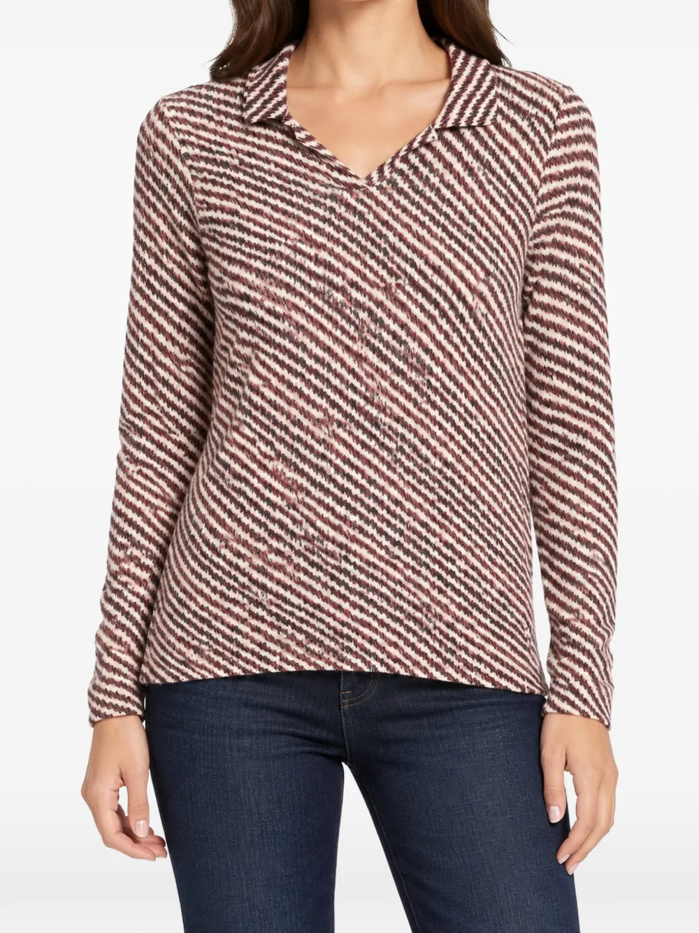 Bottega Veneta Pre-Owned Gestreepte zijden polotop Zwart