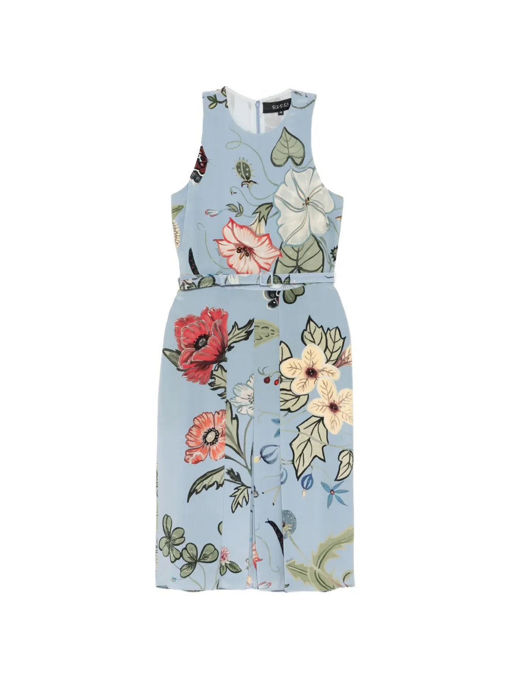 Gucci Pre-Owned 2015 flora knight printed silk dress - Blu