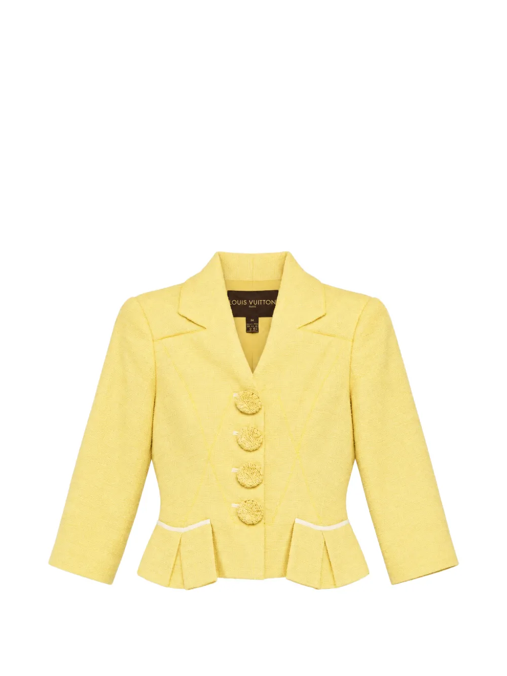 Louis Vuitton Pre-Owned blazer crop en tweed - Jaune Louis Vuitton Pre-Owned blazer crop en tweed - Jaune