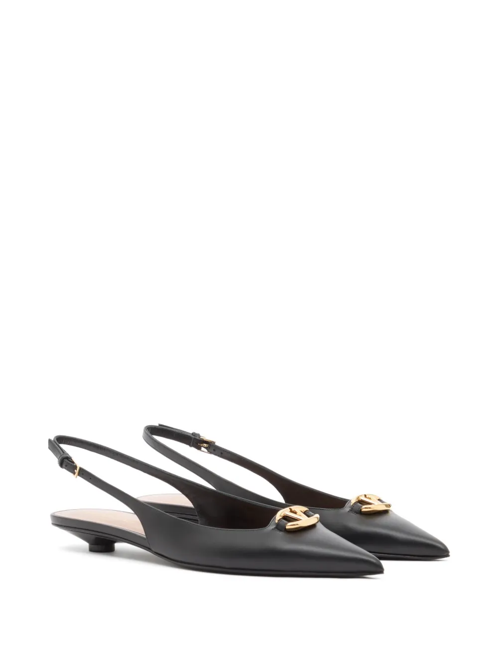 Valentino Garavani VLogo The Bold Edition kalfsleren slingback ballerina's 20mm Zwart