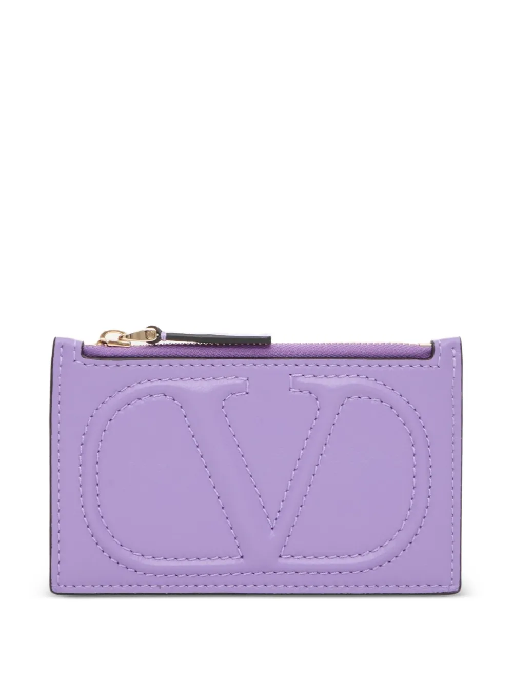 Valentino Garavani Portacarte con zip VLogo Walk in nappa - Viola