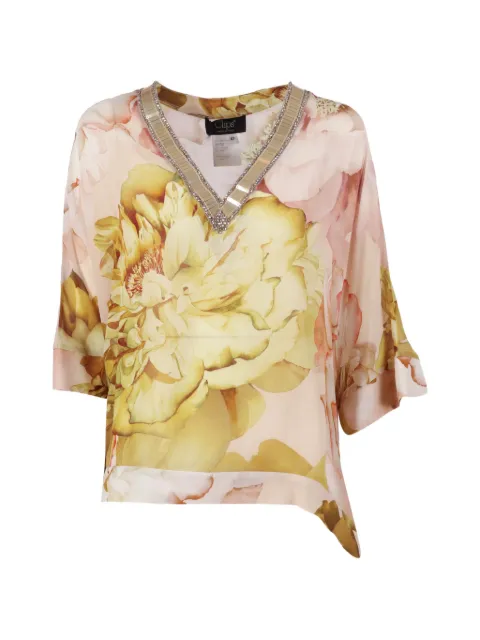Clips floral-print sequin-embellished dress