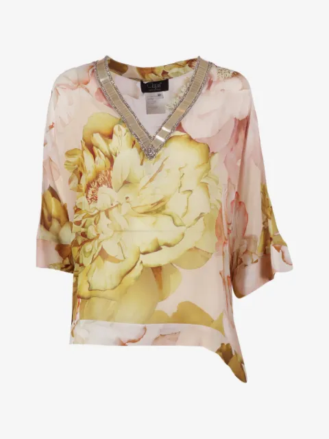 Clips floral-print sequin-embellished dress