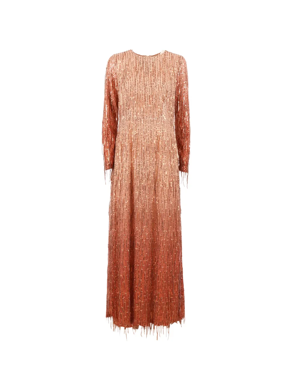 Clips sequin-embellished fringed maxi dress - Arancione