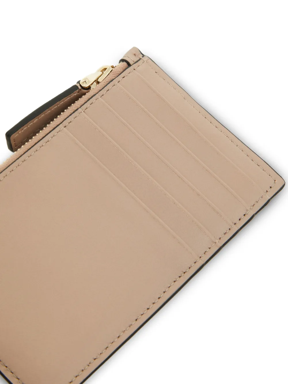 Valentino Garavani VLogo Walk kalfsleren pasjeshouder met rits Beige