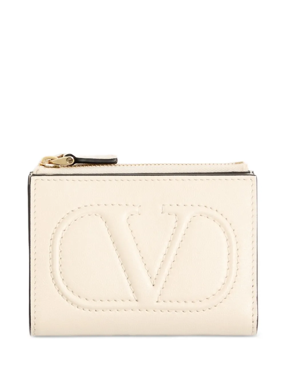 Valentino Garavani compact VLogo Walk wallet in calfskin - Toni neutri