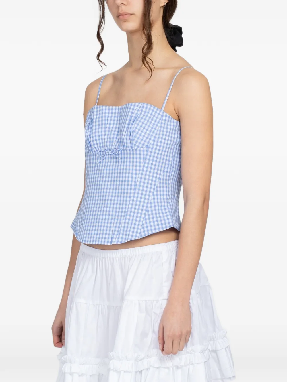  Sandy Liang Top Hotaru A Cuadros Gingham - Azul 