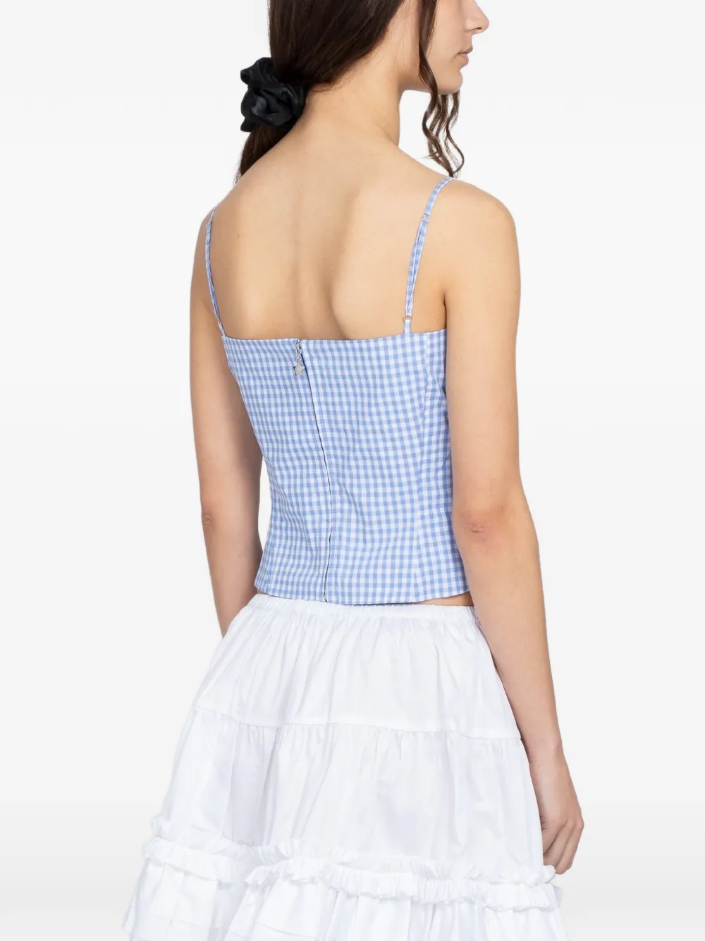  Sandy Liang Top Hotaru A Cuadros Gingham - Azul 