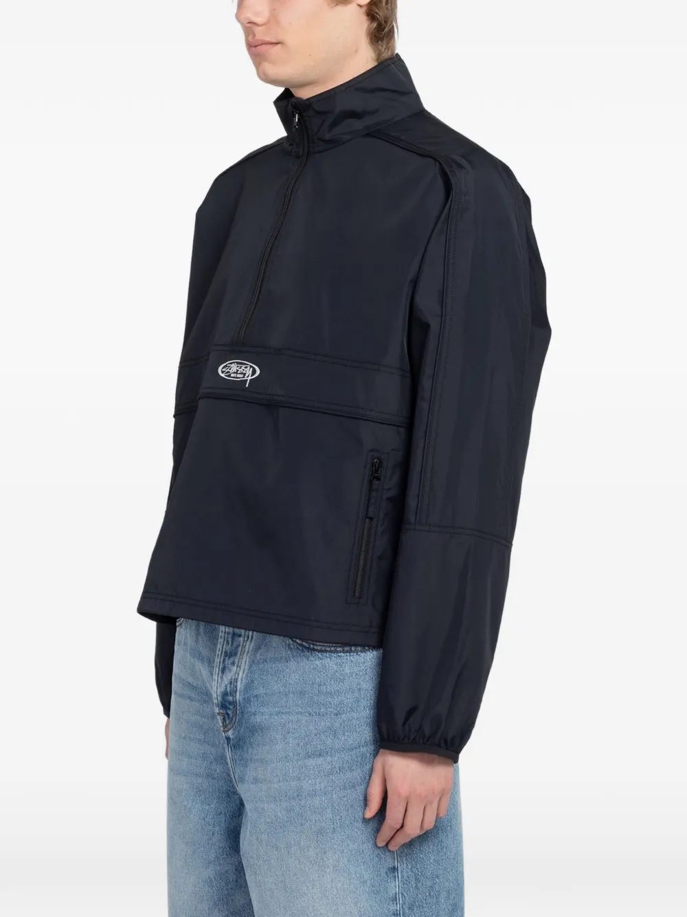 Stüssy Jack met kwart rits en logoprint Blauw