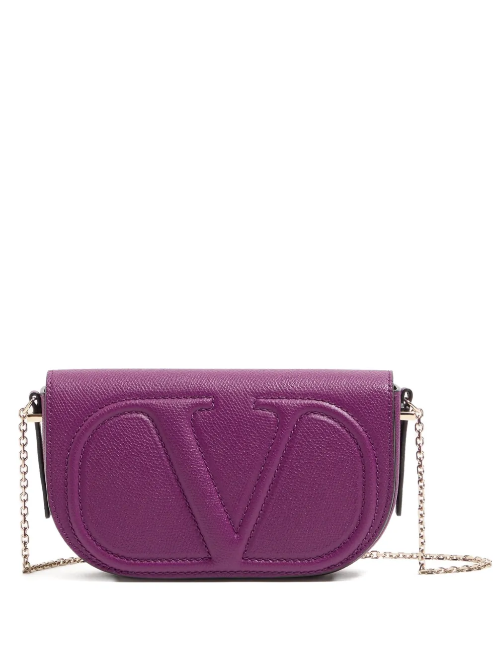 Valentino Garavani Pouch VLogo Walk in pelle di vitello con catena - Viola