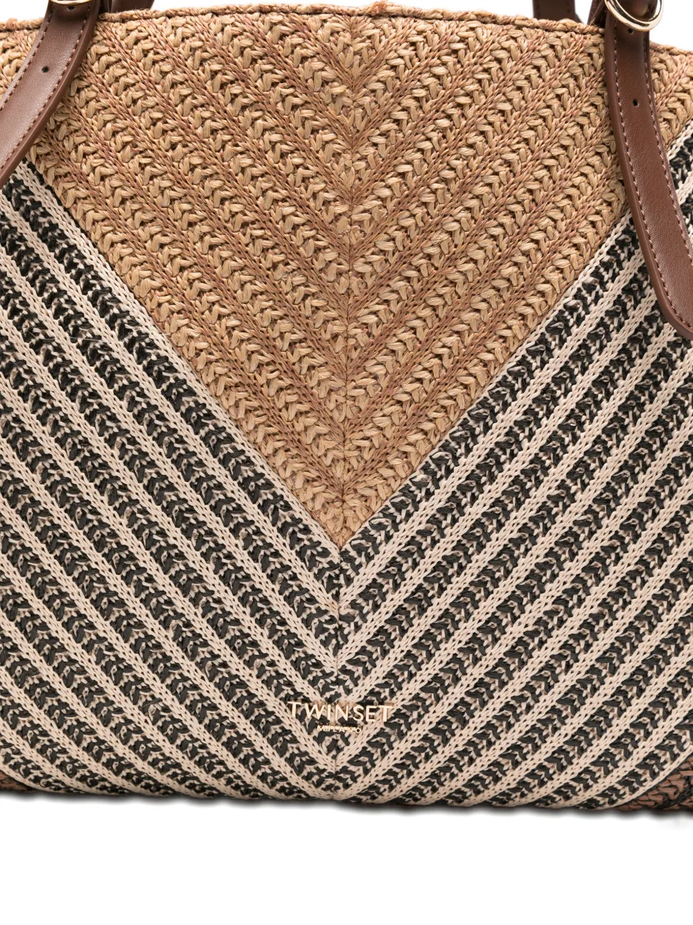 TWINSET Shopper met chevron streep Beige