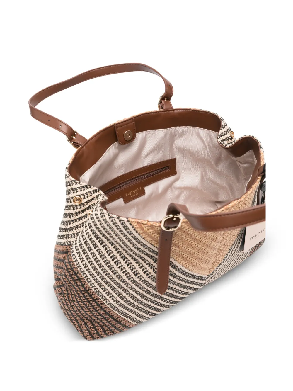 TWINSET Shopper met chevron streep Beige