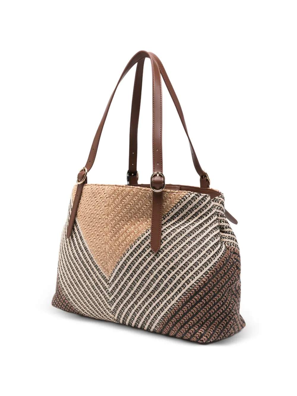 TWINSET Shopper met chevron streep Beige