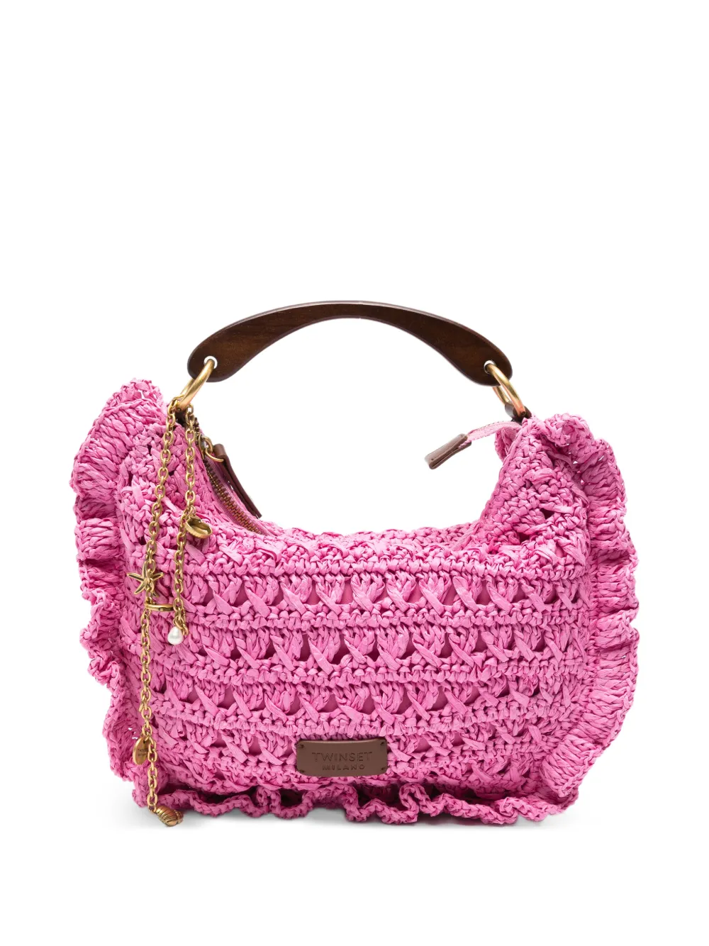 TWINSET ruffled woven tote bag - Rosa