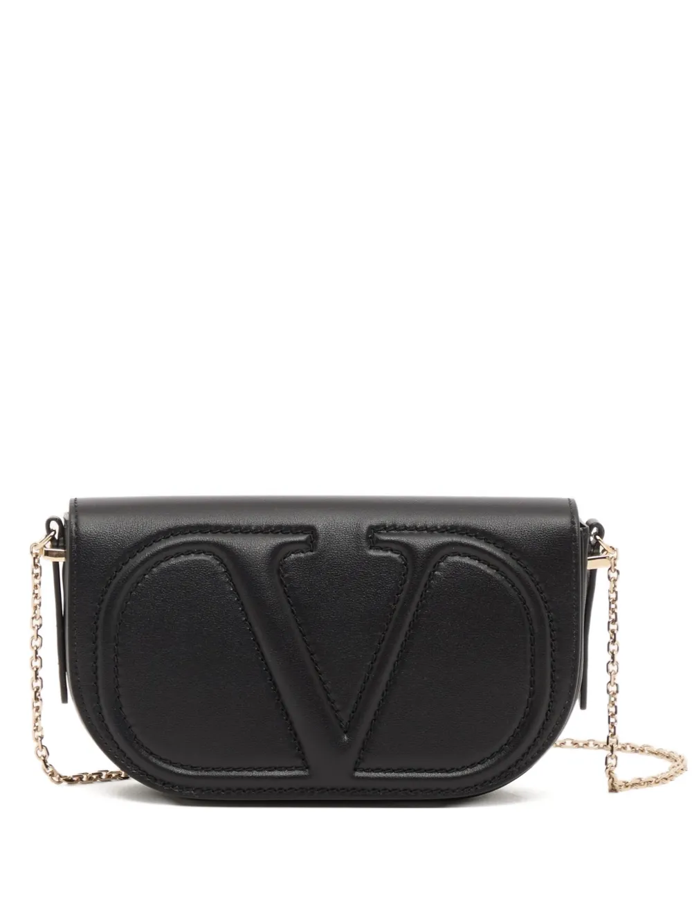 Valentino Garavani Pouch VLogo Walk in pelle di vitello con catena - Nero