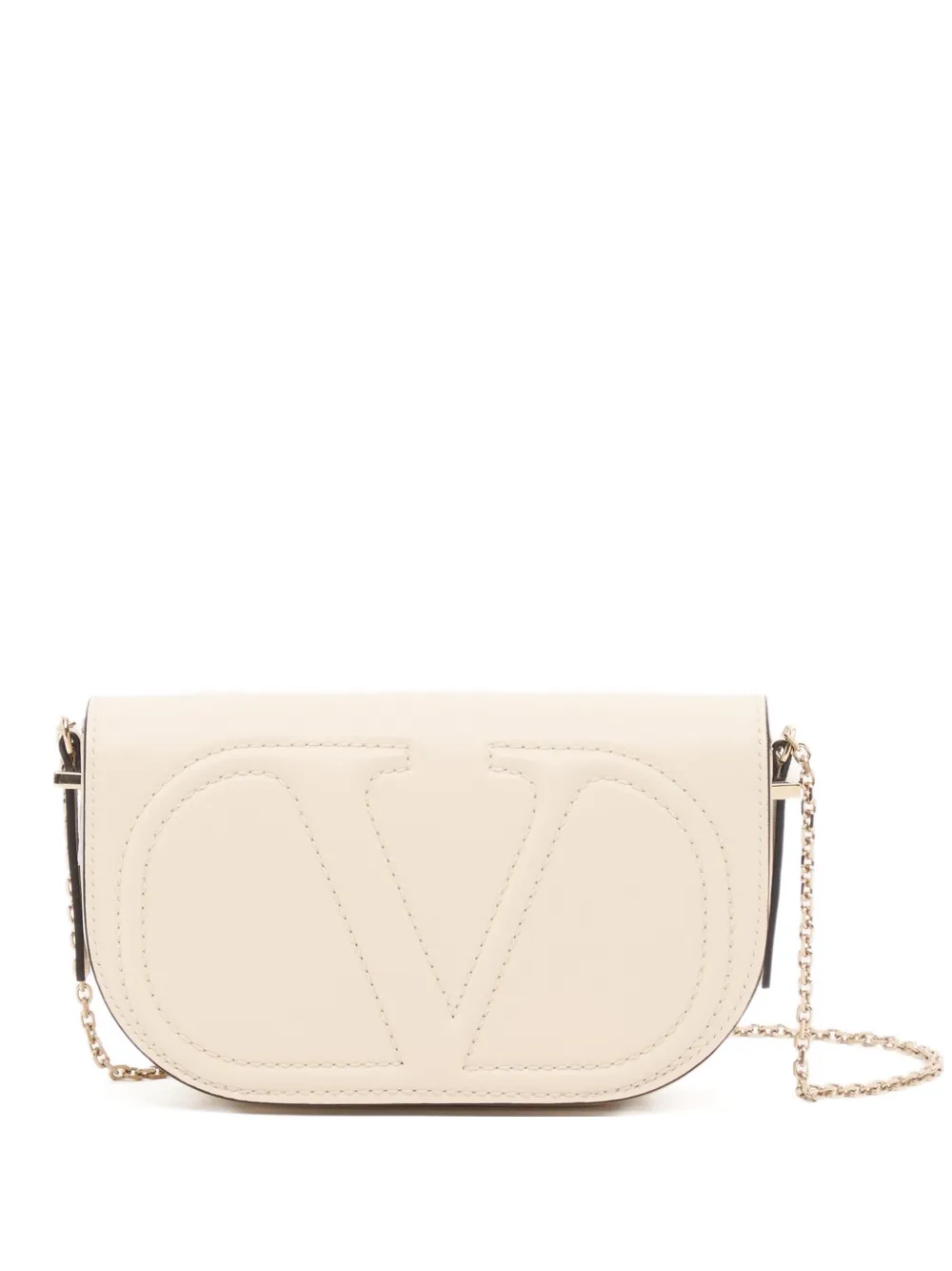 Valentino Garavani Pouch VLogo Walk in pelle di vitello con catena - Toni neutri