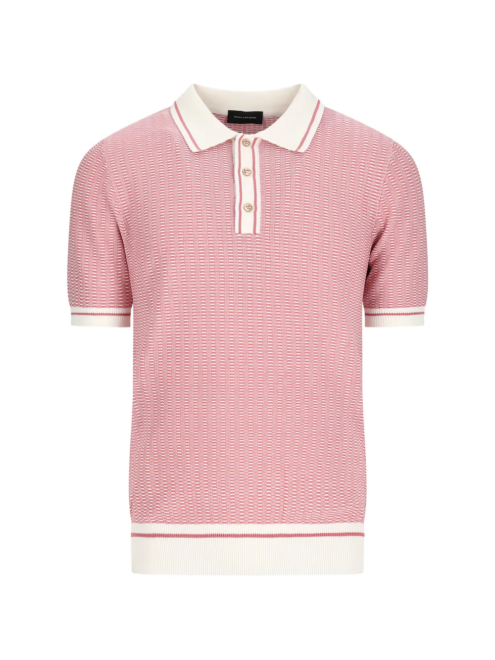 Tagliatore textured-knit striped-trim polo shirt - Rosa