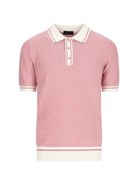 Tagliatore textured-knit striped-trim polo shirt