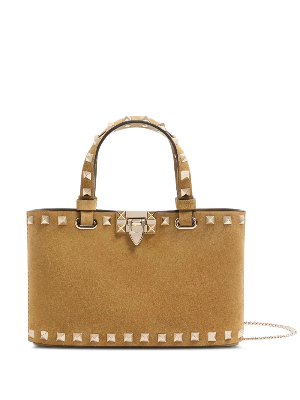 Valentino Garavani Rockstud mini suede shopping bag - Toni neutri