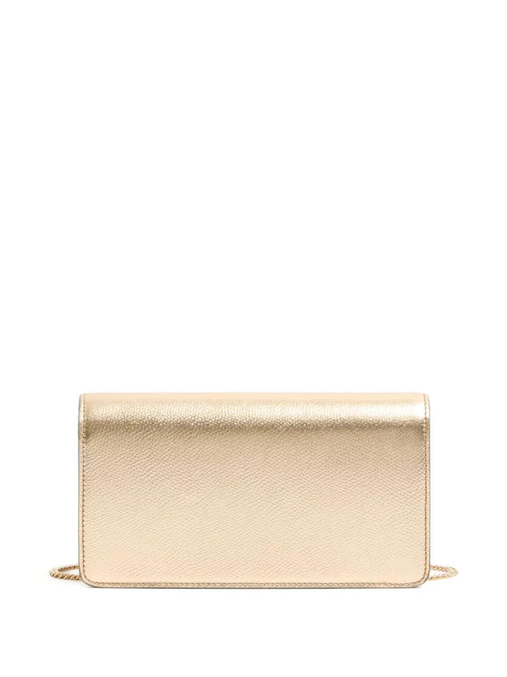 Valentino Garavani Vlogo Signature mini-schoudertas van gelamineerd korrelig kalfsleer met juwelen logo Goud